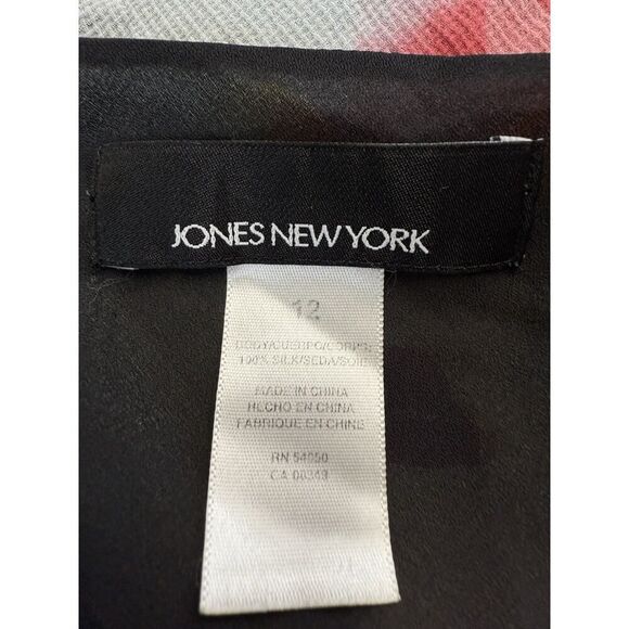 Jones New York 100% Silk Floral Midi Dress Blue Red Yellow Size 12 - Picture 13 of 14